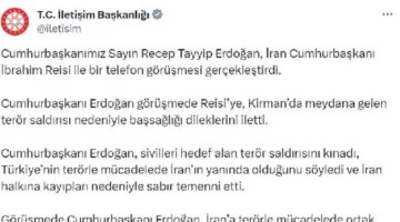 Cumhurbaşkanı Erdoğan, İran Cumhurbaşkanı Reisi ile telefon görüşmesi yaptı